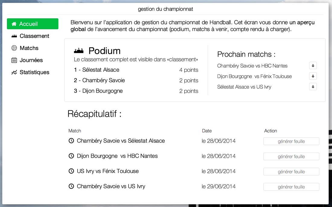 gestion du championnat