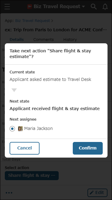 Select action