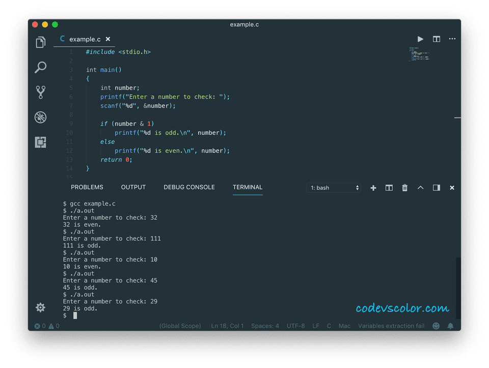 C program to check if a number is even or odd using bitwise operator ...