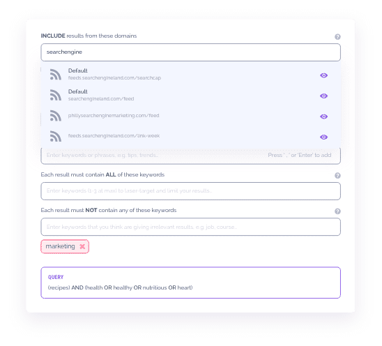 keyword & Domain filters