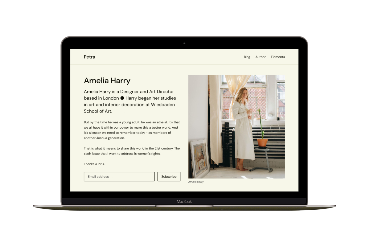 Petra — Newsletters personal website Ghost theme