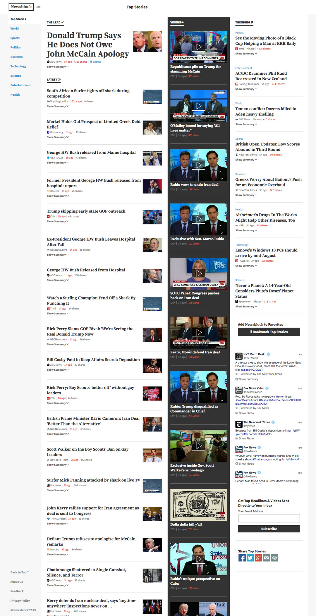 Homepage on Desktop