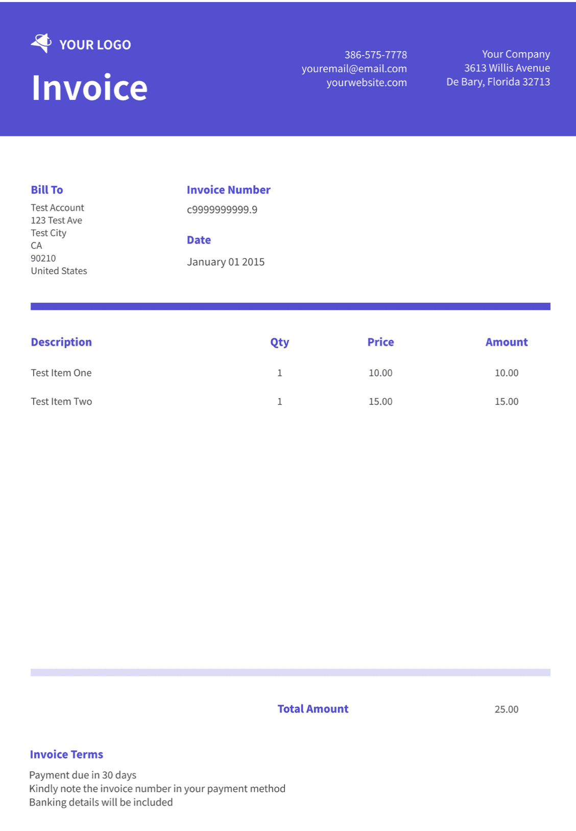 Invoice example of final template