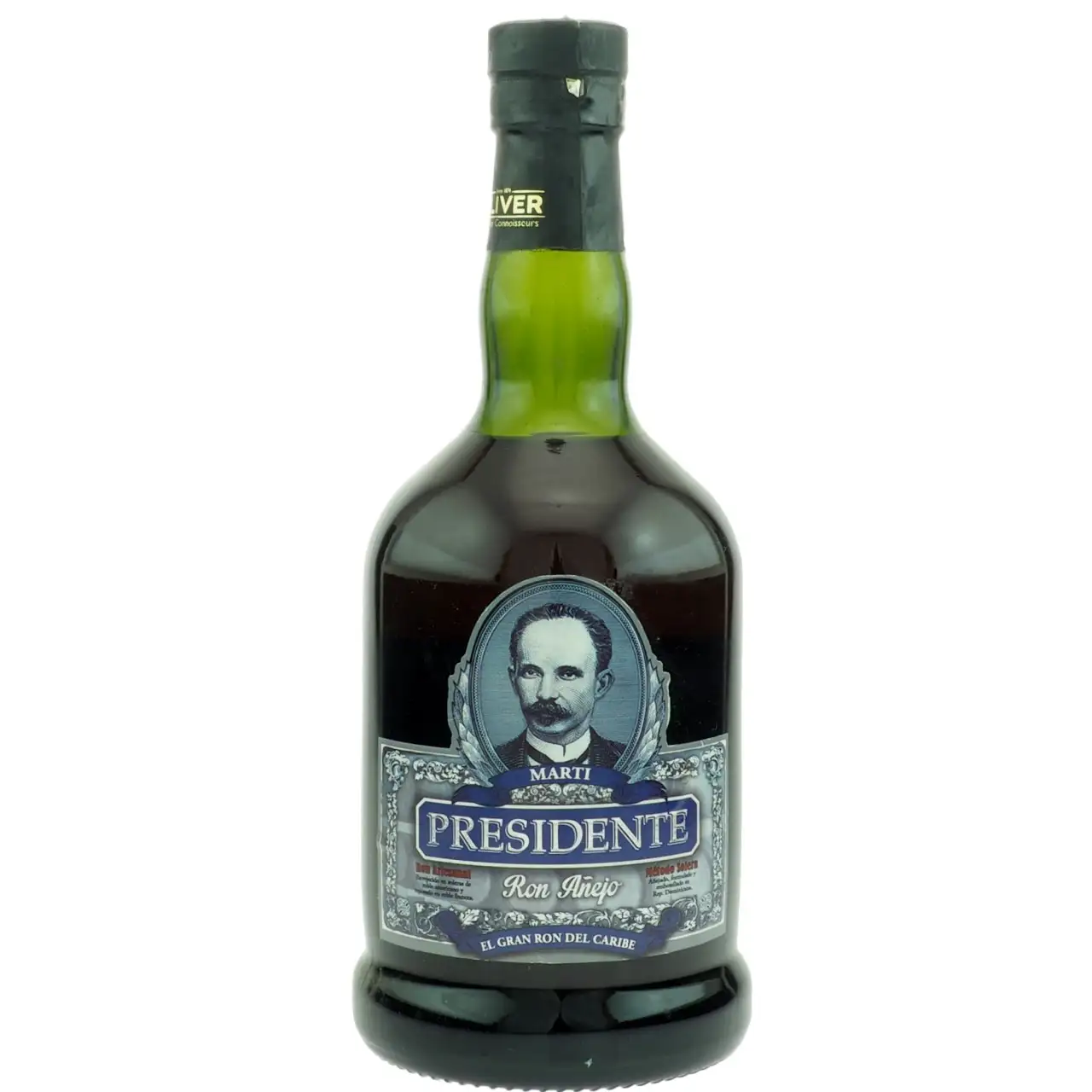Image of the front of the bottle of the rum Presidente Marti Gran Añejo Solera Presidente
