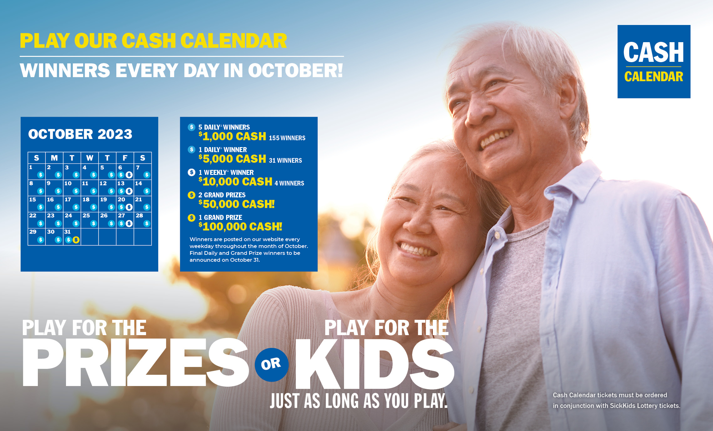 PLAY OUR CASH CALENDAR - WINNERS EVERY DAY IN OCTOBER!