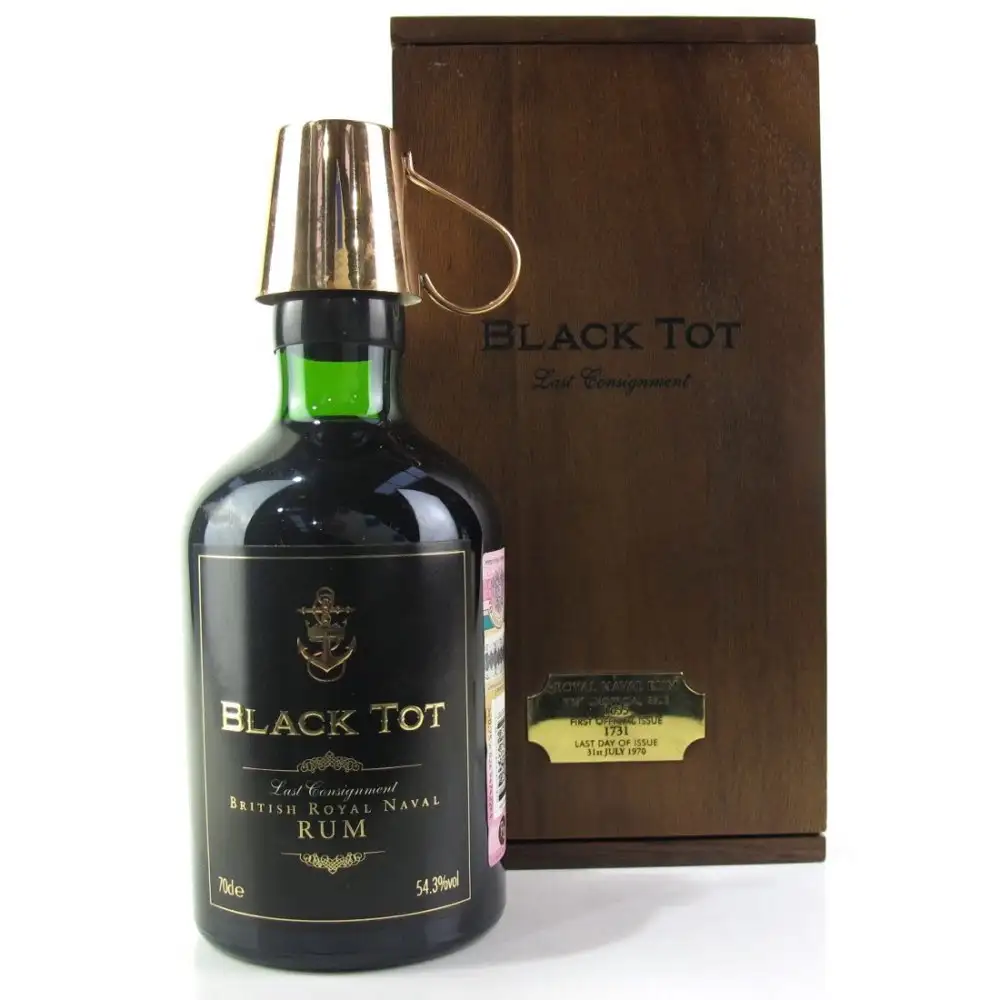 Image of the front of the bottle of the rum Black Tot Rum Last Consignment