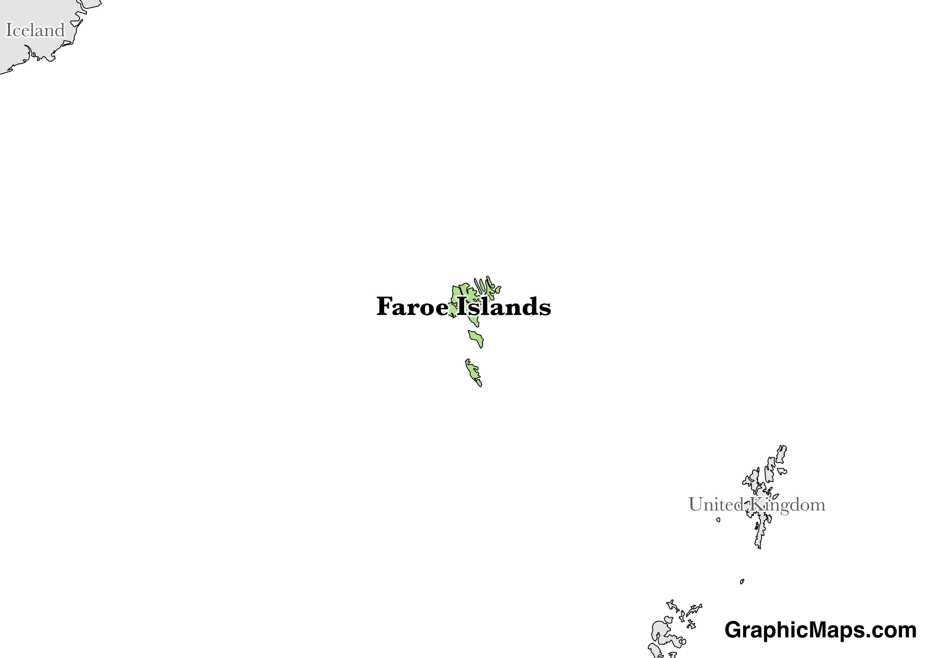 Map showing the location of Faroe Islands