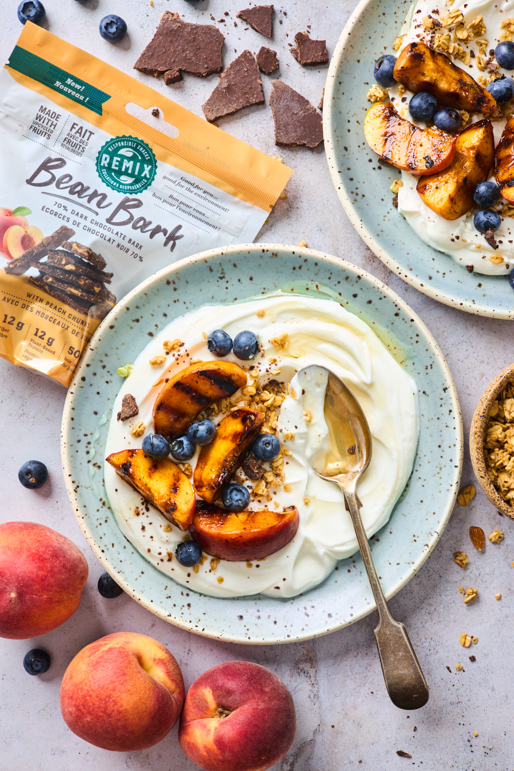 Grilled Peach and Blueberry Yoghurt Parfaits