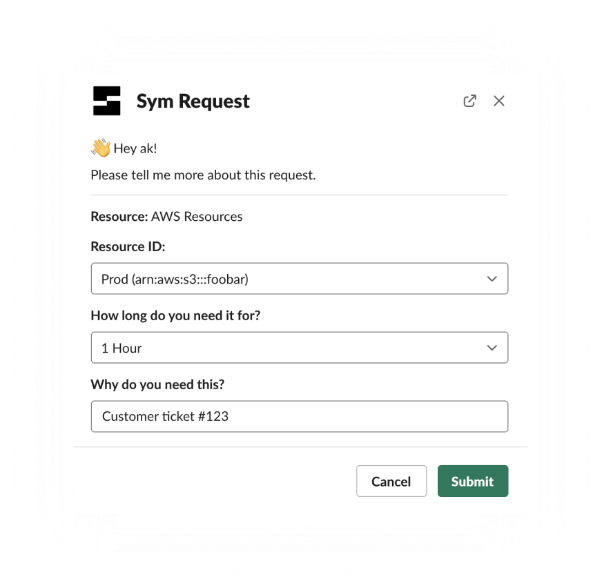 Request and approve access in Slack