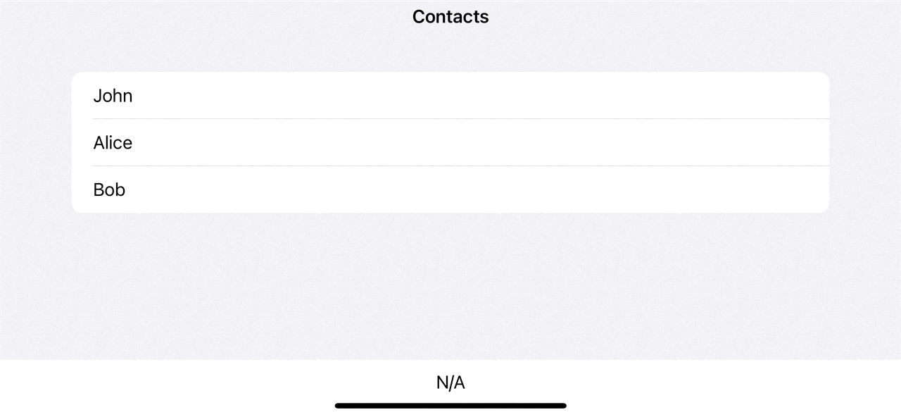 A single-row selection in iOS 16.