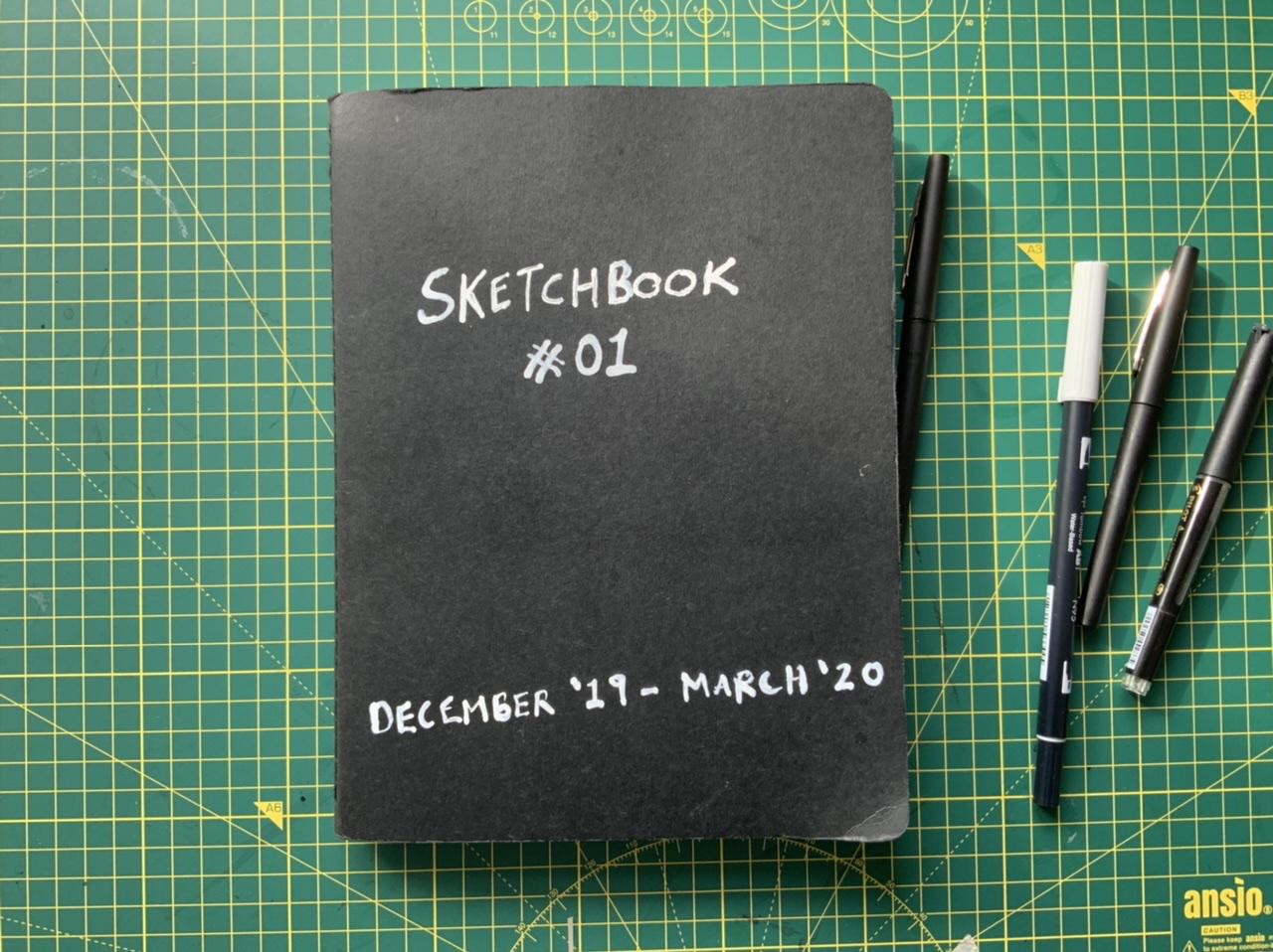 The front cover of Adam Westbrook&rsquo;s first finished sketchbook
