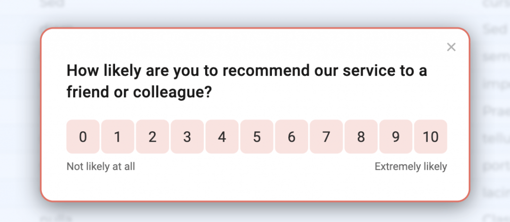 SaaS Customer Segmentation Guide: A screenshot of an NPS survey