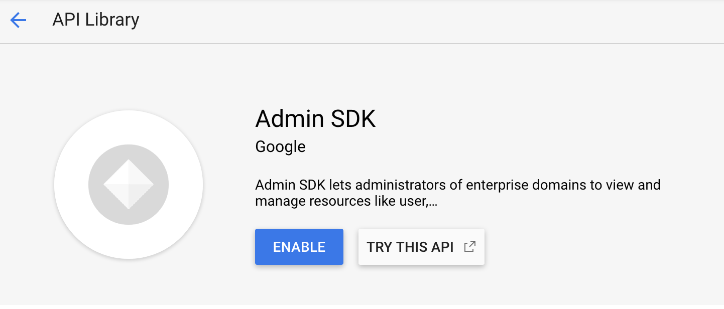 The 'Admin SDK' page