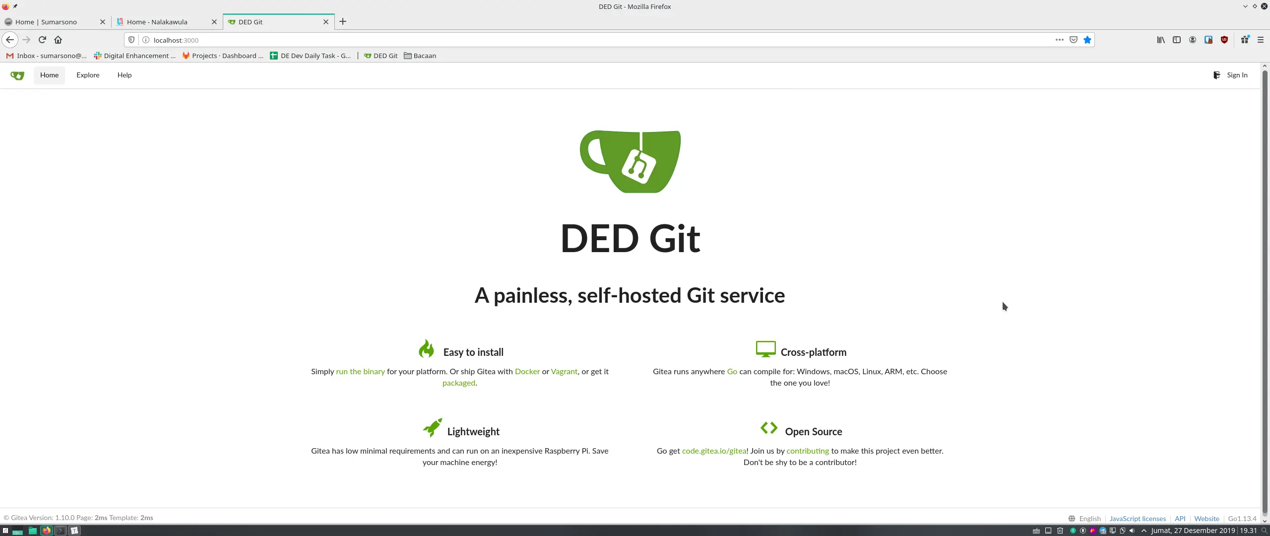 Local Git Server Pakai Gitea