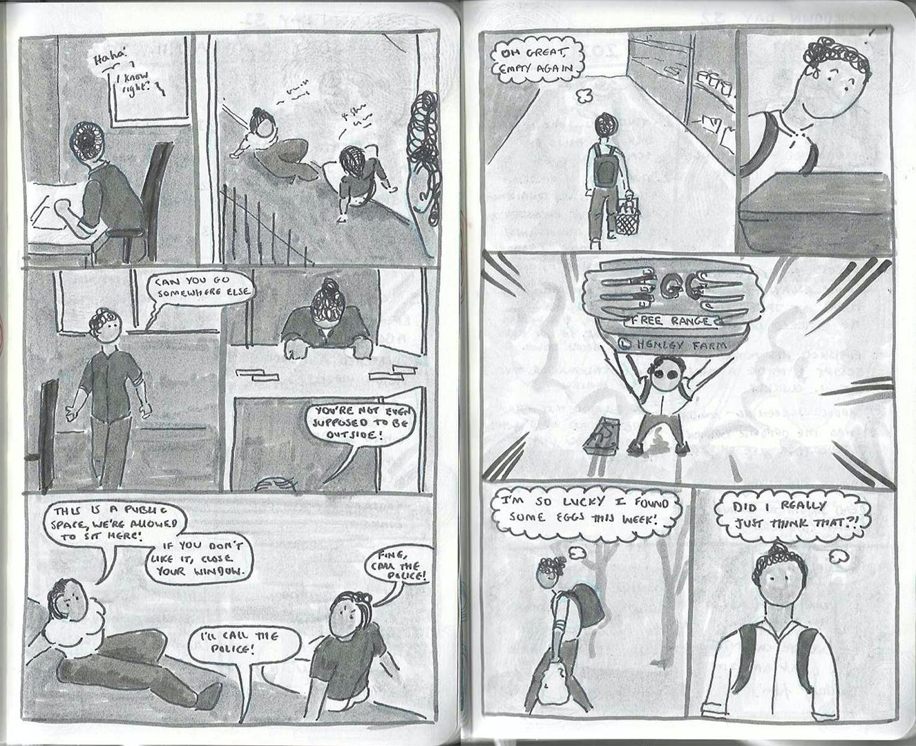 A comic journal page from Adam Westbrook&rsquo;s sketchbook