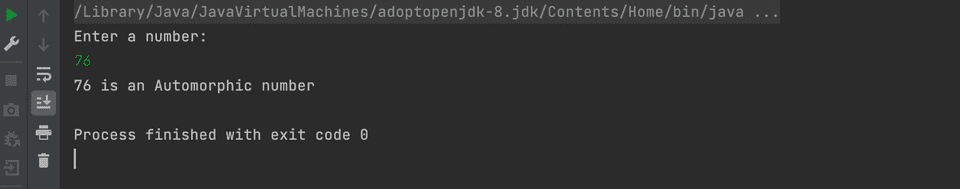 Java automorphic number example