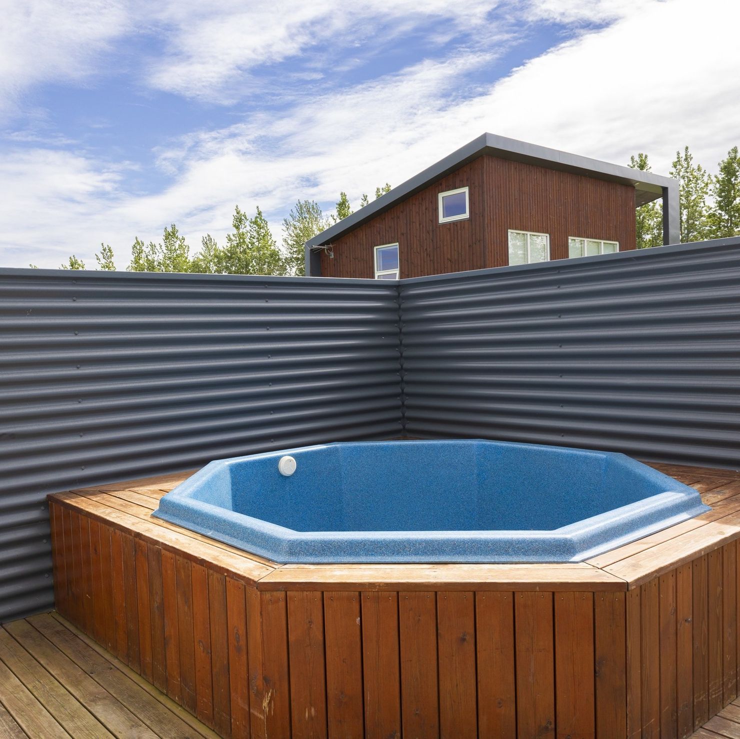The private hot tub is a wonderful place to relax, no matter what the weather is like
