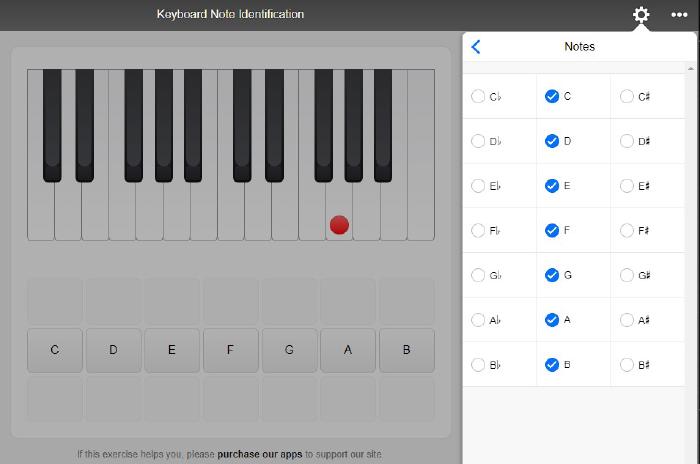 MusicTheory.Net’s Keyboard Note Identification Tool is customizable to each student’s experience level.