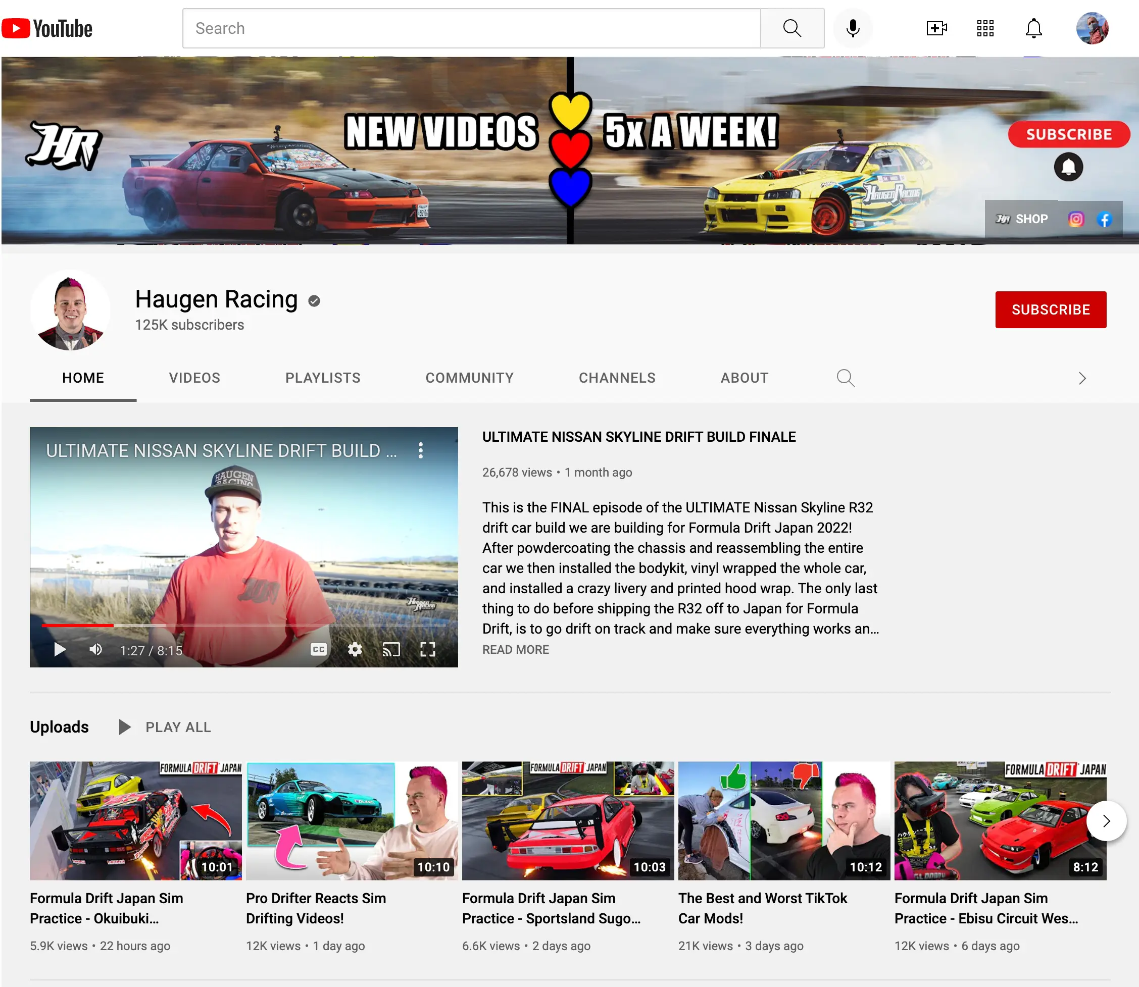 Haugen Racing Youtube Channel