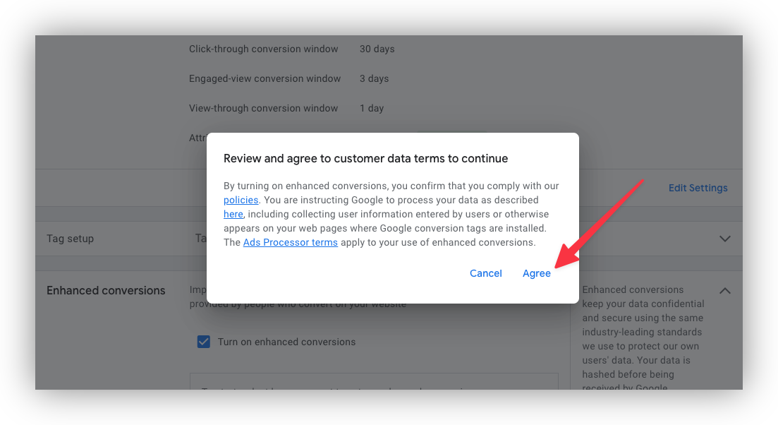 Accept customer data terms for Enhanced Conversions