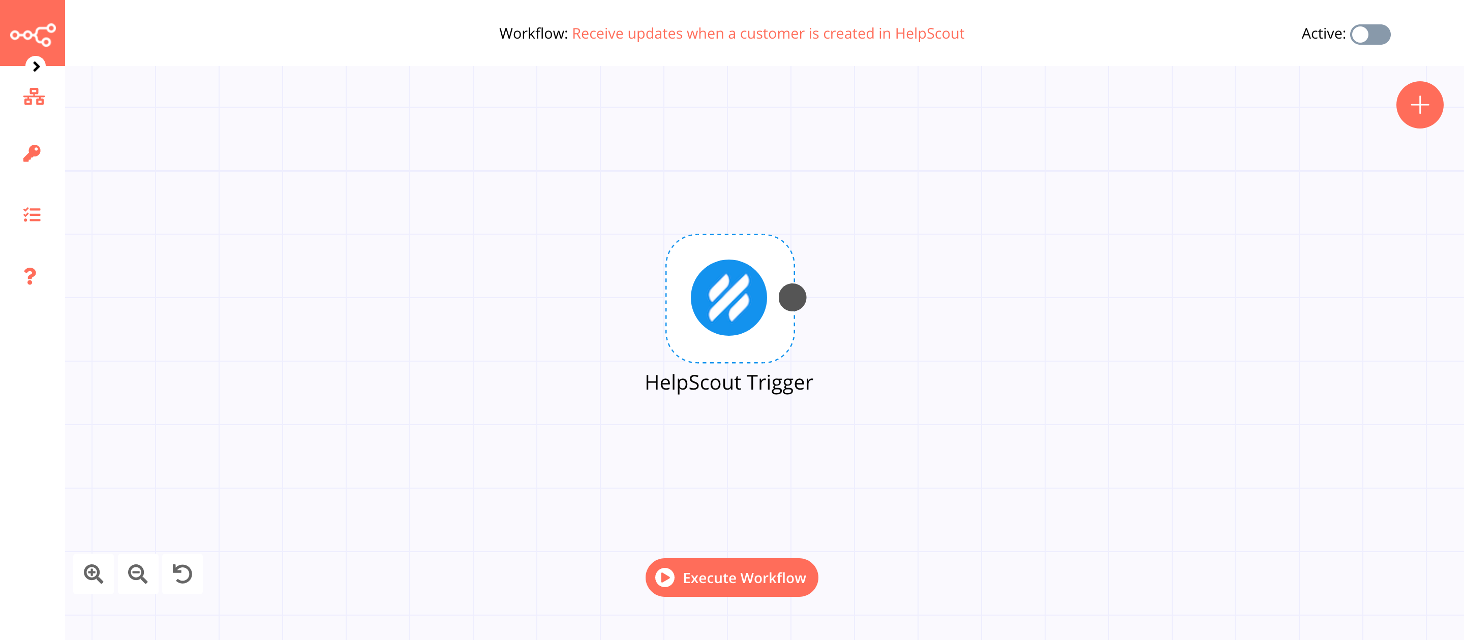 A workflow with the Help Scout Trigger node