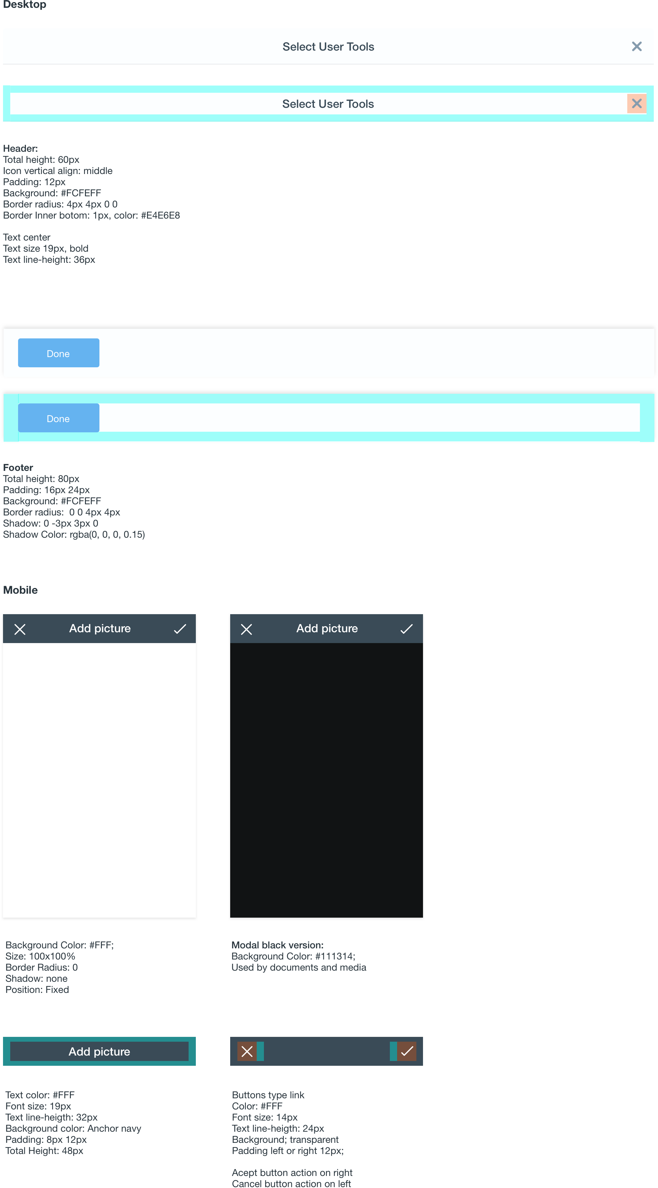 modal attributes for desktop and mobile