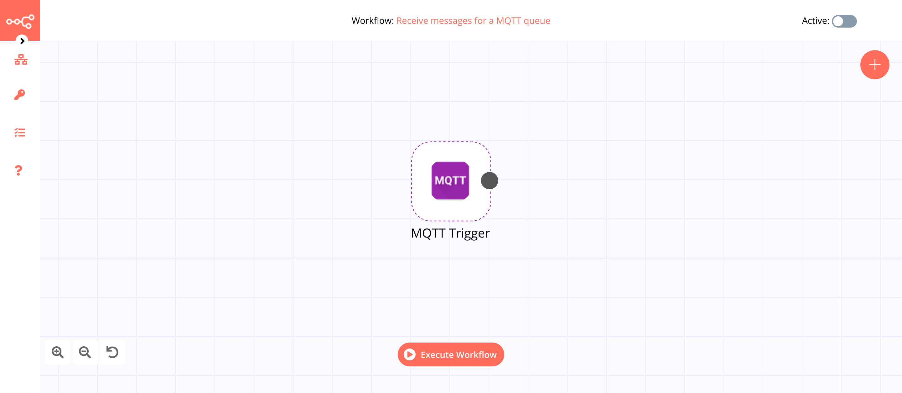 A workflow with the MQTT Trigger node