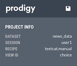 Project info in the web app