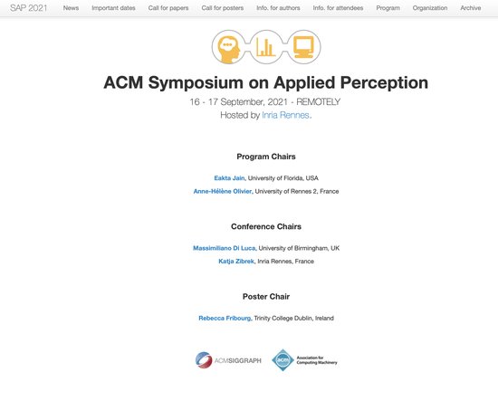 Symposium on Applied Perception 2021 website