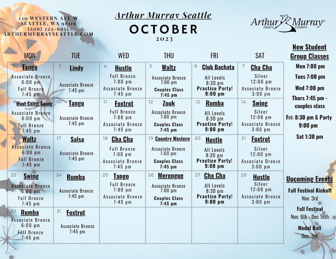 Arthur Murray Seattle Group Class Calendar