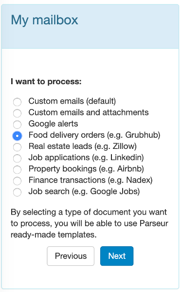 Select Food Delivery Orders