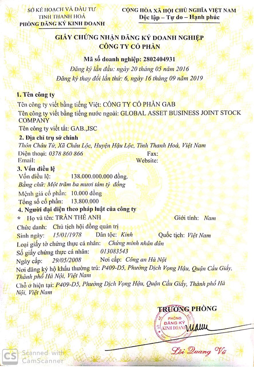 CBTT thay đổi giấy đăng ký kinh doanh 