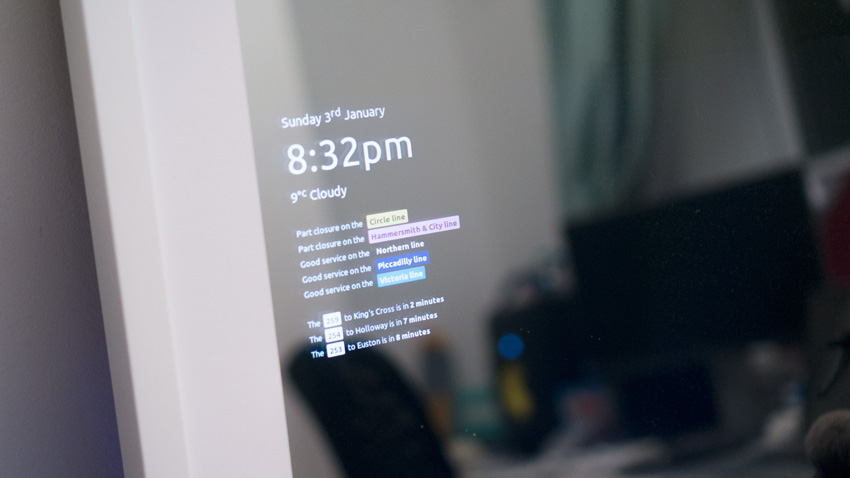 Smart mirror close-up view