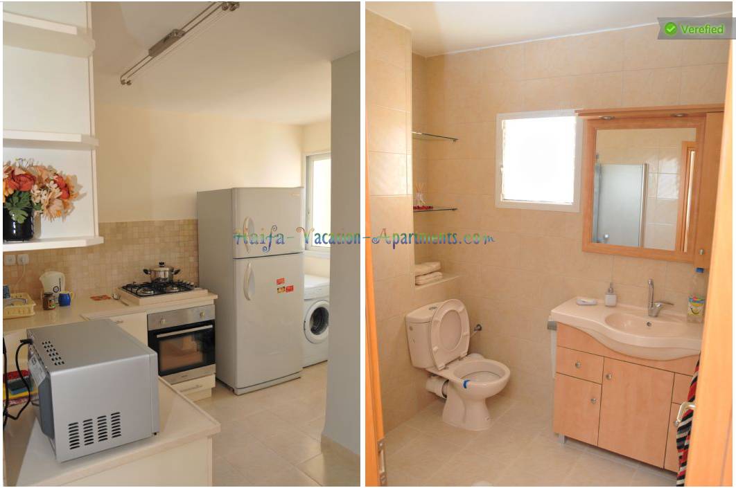 kitchen and bath room of the apartment