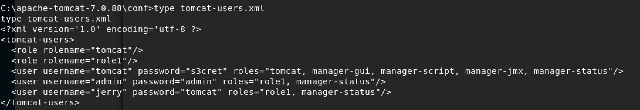 HackTheBox Jerry - Tomcat Users Credentials