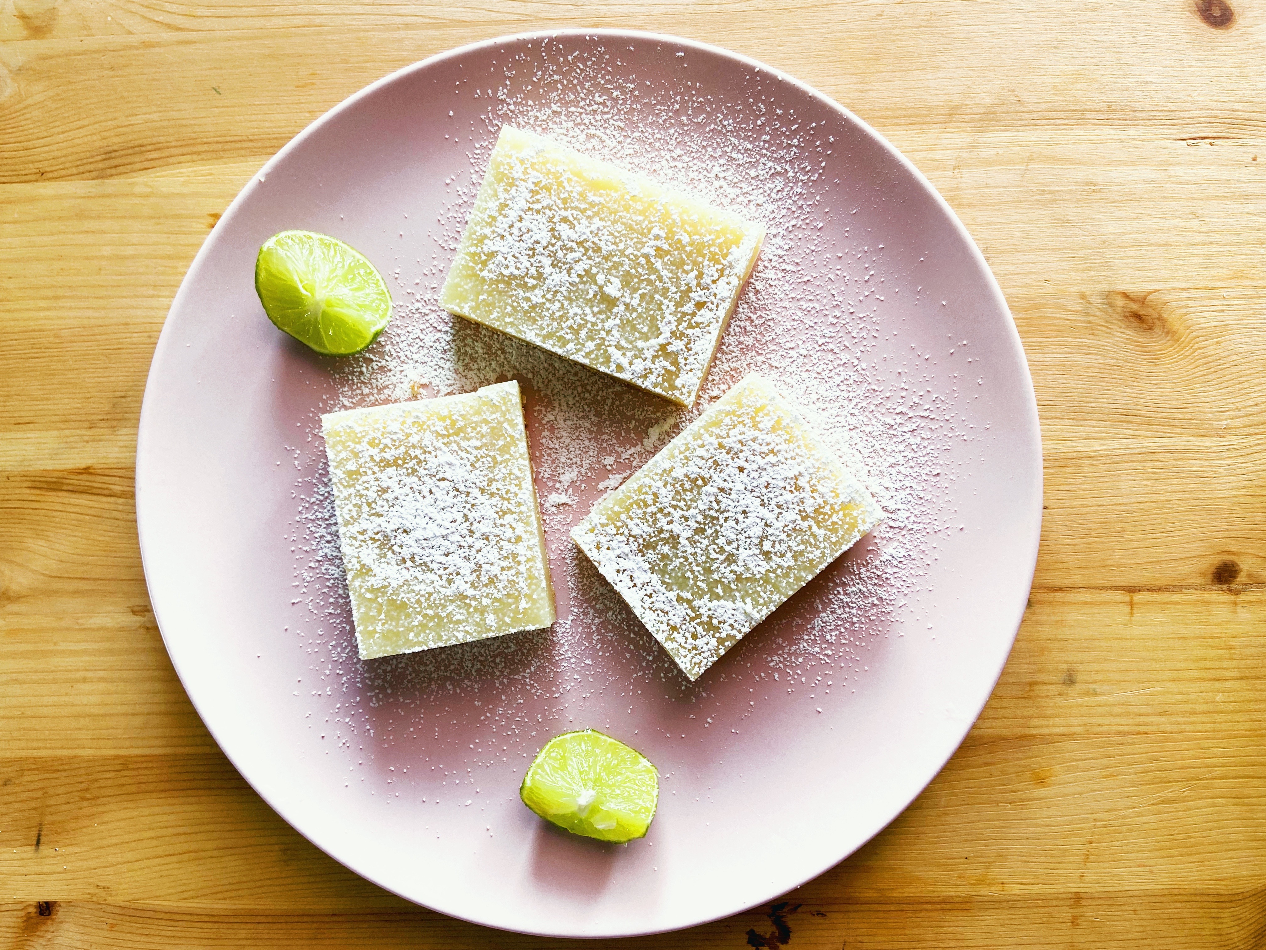 a plate of lime bars
