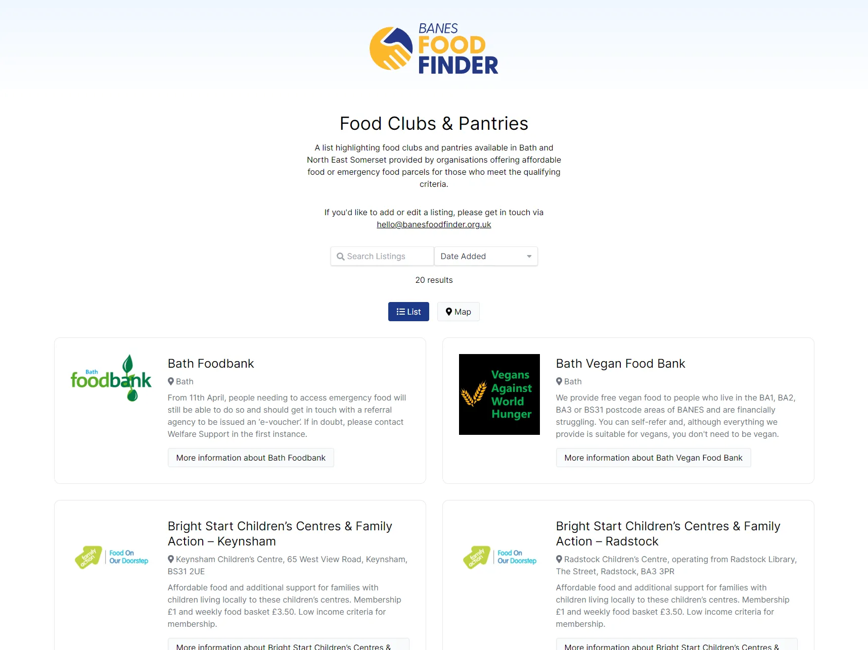 BANES Food Finder Website