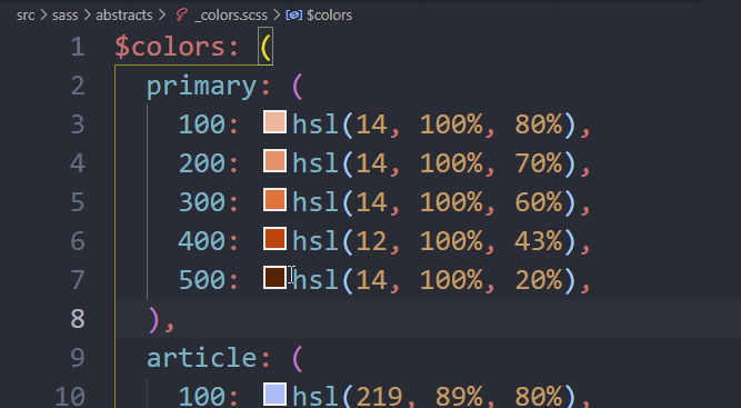Colour picking popping up when cursor hovers over colour value in VS Code