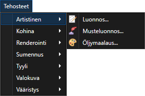 Efektit valikko