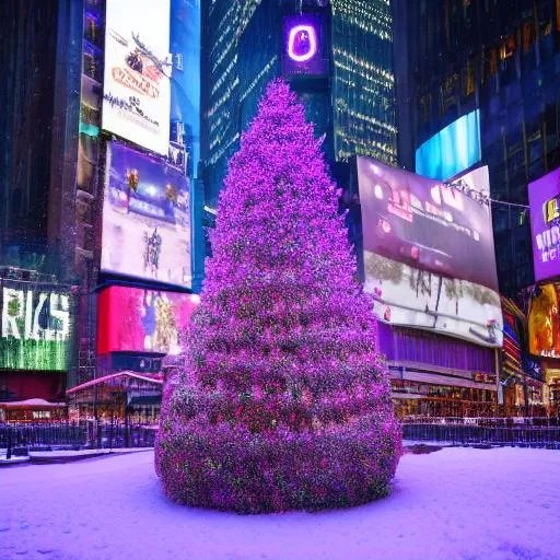 Christmas tree outdoors in Times Square