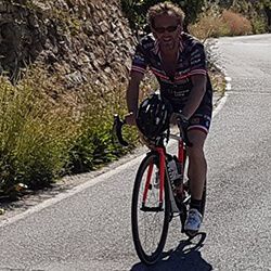 Simon Gook cycling in Italy