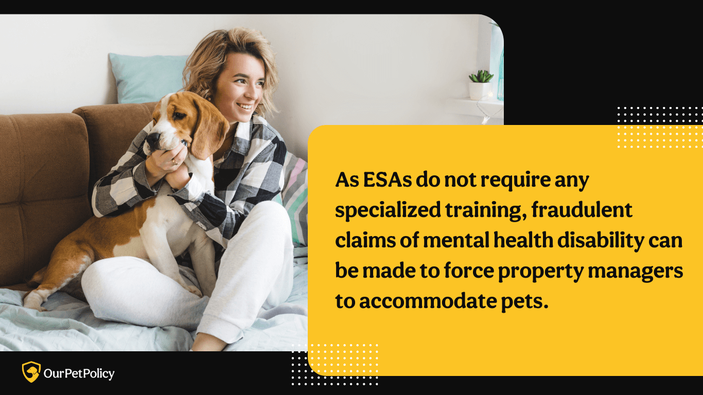 Fraudulent ESA claims can be made to force property managers to accommodate pets