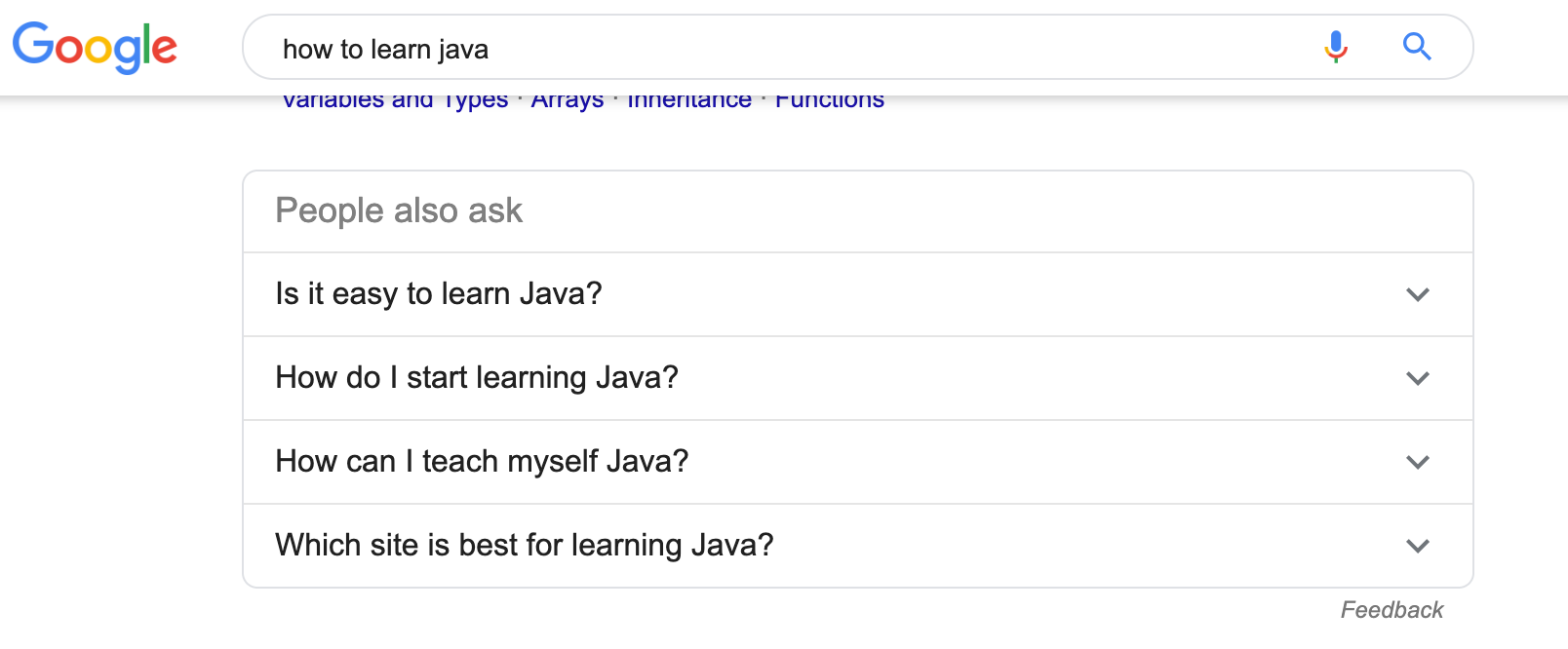 Learn Java Google Search