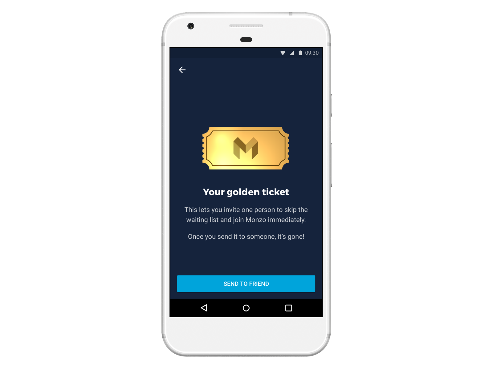 Screen showing a Golden Ticket in the Monzo app