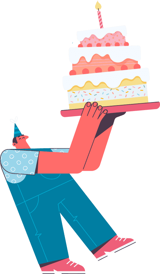 Person with birthday cake