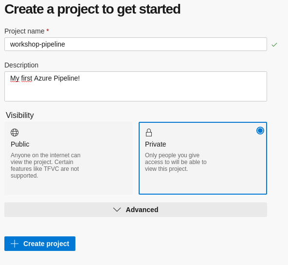 Create Azure Pipelines Project