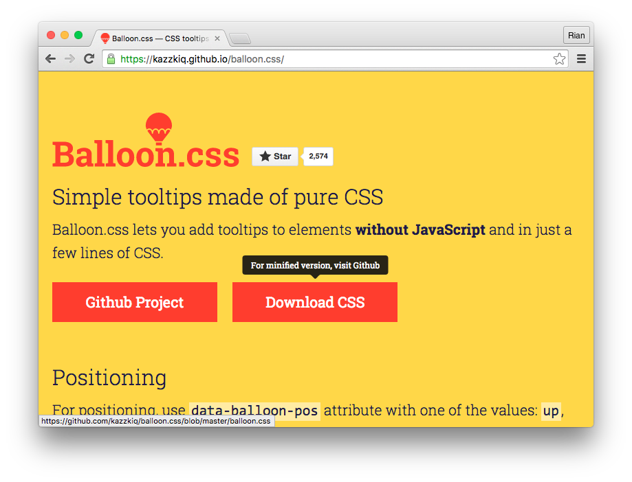 Balloon.CSS for easy tooltip