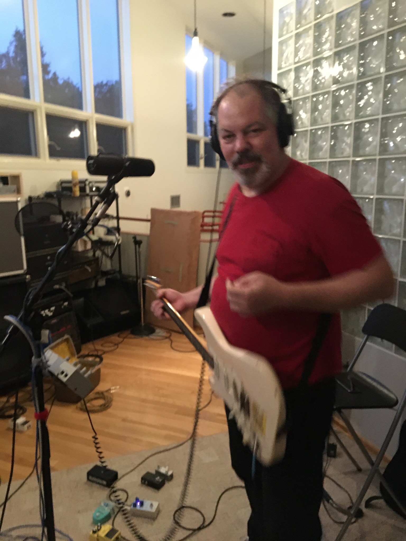 Dave recording in the studio