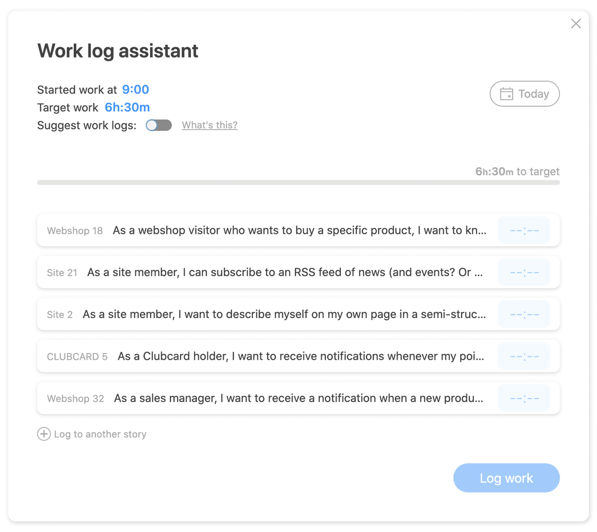 Work log list