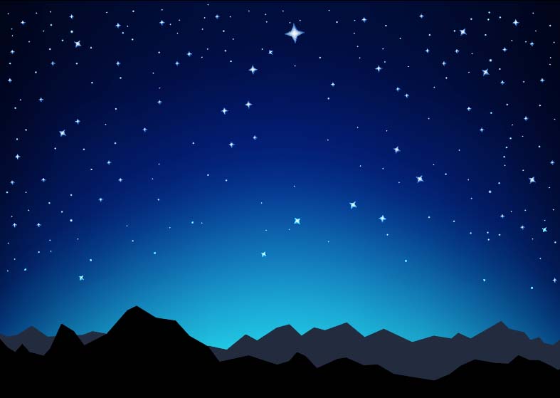 Starry night sky against a mountain backdrop